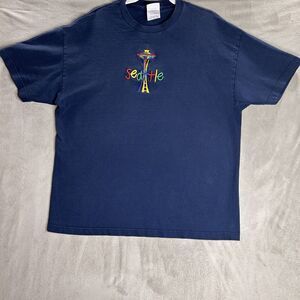 Seattle Space Needle Embroidered Crewneck T-shirt Size‎ Xl Blue